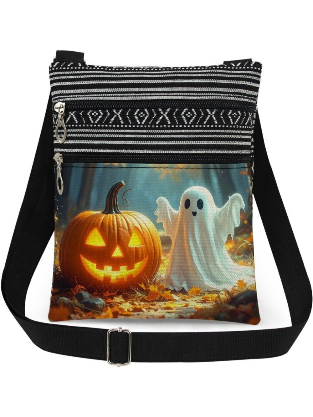 Womens Camping Pumpkin Halloween Witch Ghost Skull Purse Handbag Crossbody Bag